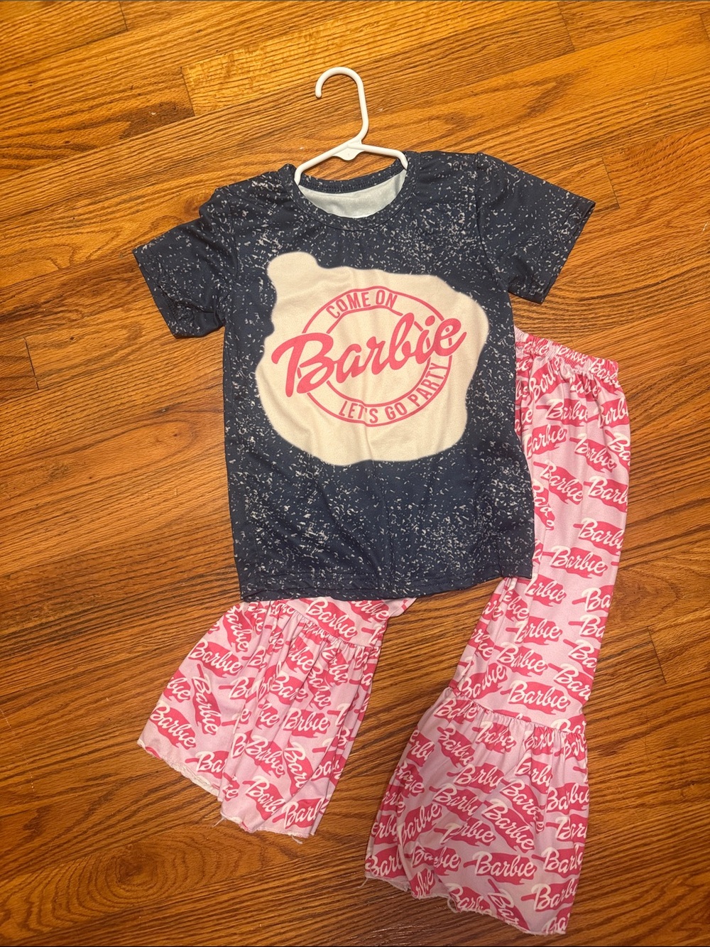 Barbie Navy & Pink Flare Set - Short Sleeve Top & Printed Pants